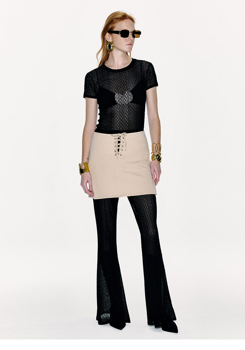 ATELIER MISS LU Cross Strappy Design Straight Skirt -TALENT.