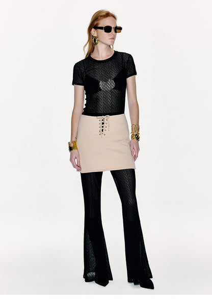 ATELIER MISS LU Cross Strappy Design Straight Skirt -TALENT.