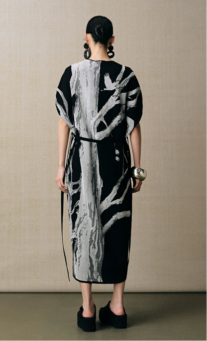 ZHUCHONGYUN new Chinese jacquard waist knit dress--URYUU.