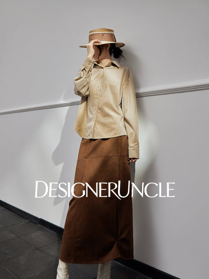 DGU |Mocha Light Luxury Versatile Design Niche Long-Sleeved Loose Top  - Louis.