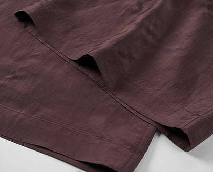 COMME MOI Lv Yan designer's new brown high-waisted pressed pleated wide-leg pants - LAKELYN.