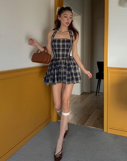 Le palais vintager hot girl style halterneck waist puffy skirt dress-JUNKO.