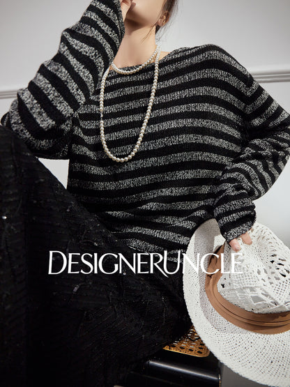 DGU "Ink Sequence" black and gray wool knitted sweater - DREAM.