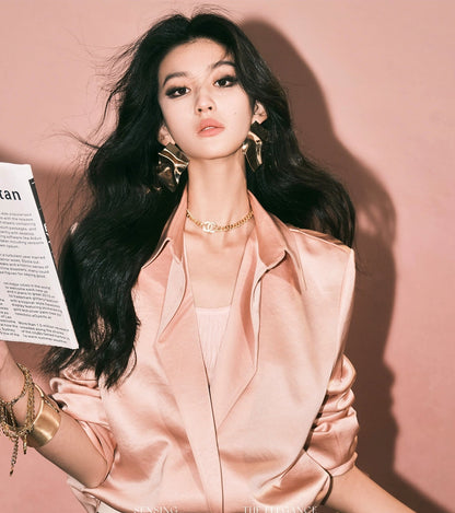 ANNASPEAK  lapel pink shirt-FLIN.