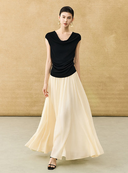 HECO Chinese Solid Color Large Swing Waist Slimming Mermaid Skirt - STARS.