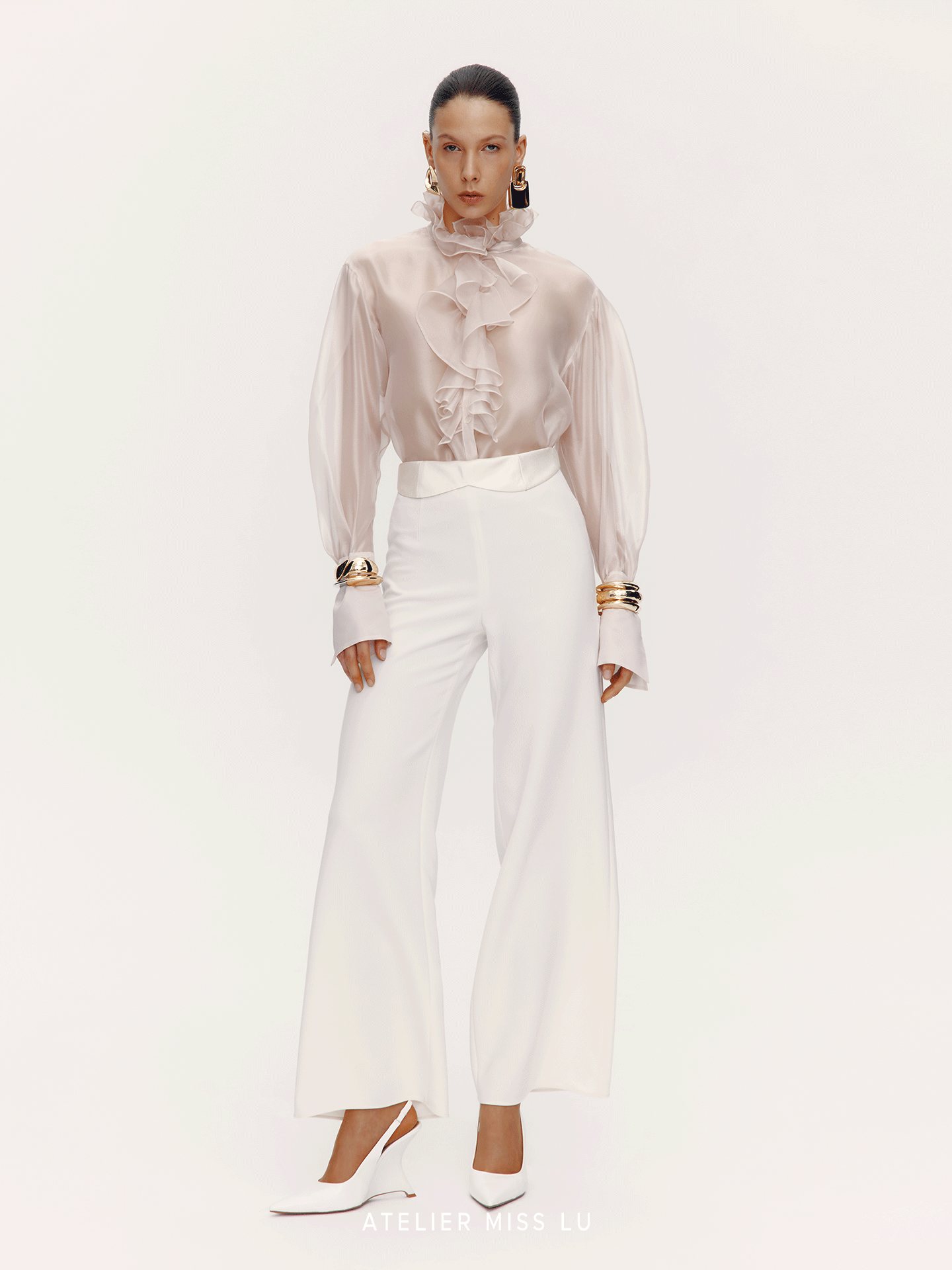 ATELIER MISS LU  Waist Two-Wear Design High-waisted wide-leg pants - CHERUBIM.