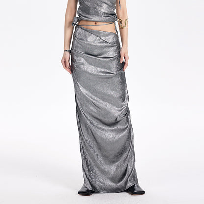 TINY IN two-tone pinch sexy long skirt -SAKUNA