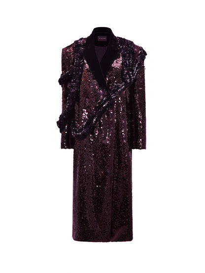 M essential Mackay designer beaded belt wide-shoulder sequins coat skirt set- Rae.