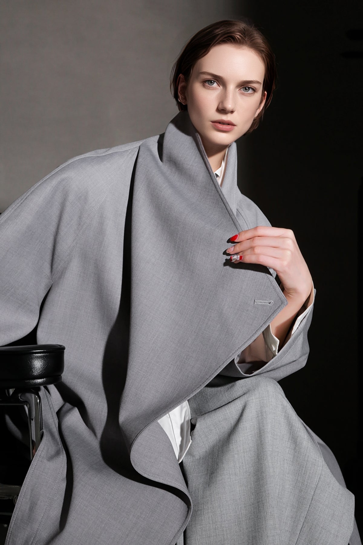 PIAOIN Haute Couture Large-lapel Silhouette Trench Coat Jacket -BECK