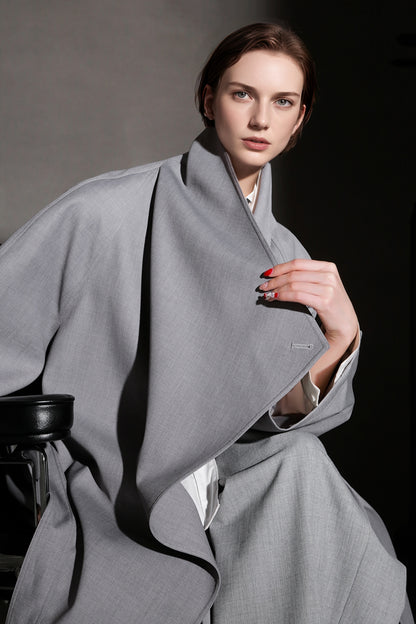 PIAOIN Haute Couture Large-lapel Silhouette Trench Coat Jacket -BECK