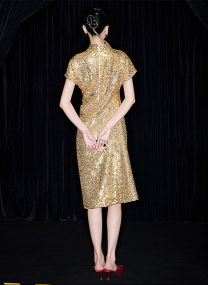 M essential Mackay designer three-dimensional Loushan red beaded dress - alan.