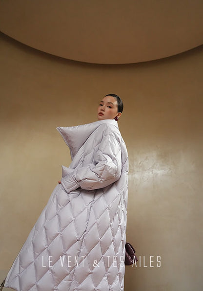 LE VENT&TES AILES Luxury High Cover Pressure Down Long Winter Jacket Coat -SZA