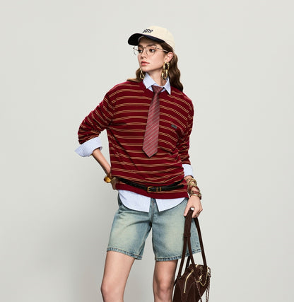 ANNASPEAK  denim Bermuda denim shorts-WAA.