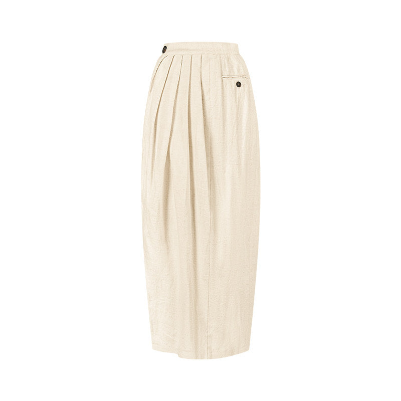 TUYUE Linen Side Slit Silhouette Long Skirt- KLAUS.