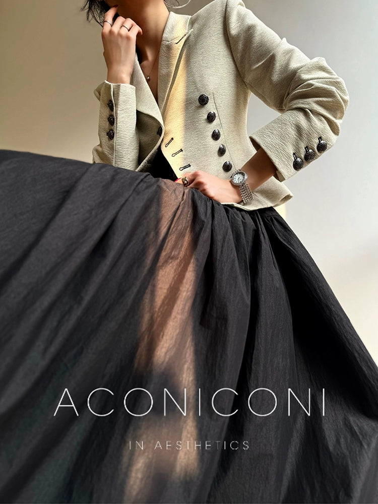 Aconiconi High End Long Sleeve Double Breasted Tuxedo French Retro Jacket Blazer- History