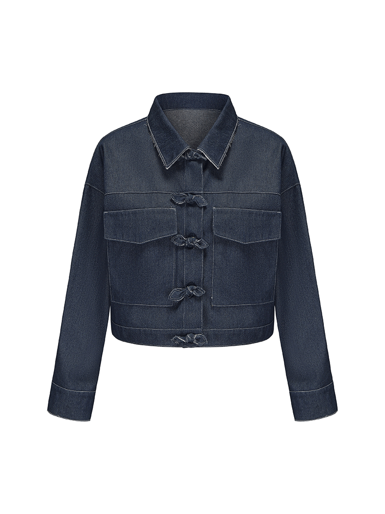 ATELIER MISS LU Bow Button-print Panelled Denim Jacket - PREACH.