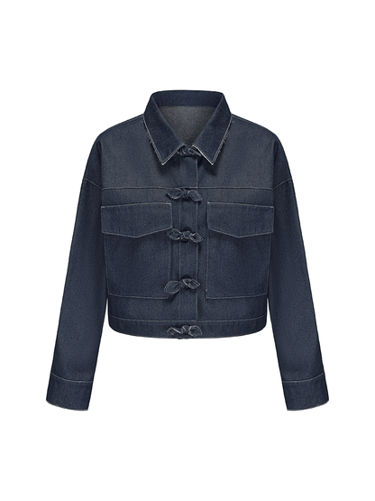 ATELIER MISS LU Bow Button-print Panelled Denim Jacket - PREACH.