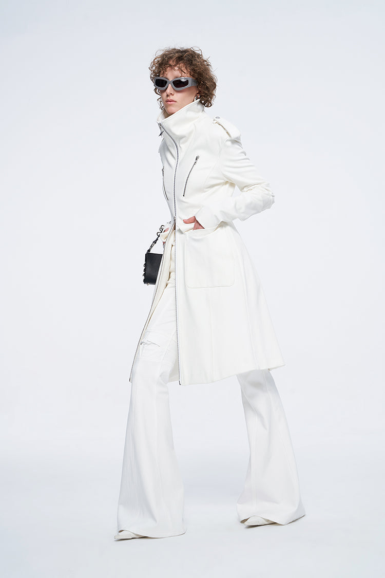 ANNAKIK niche four-pointed star function stand-up collar mid-length coat-HUILIN