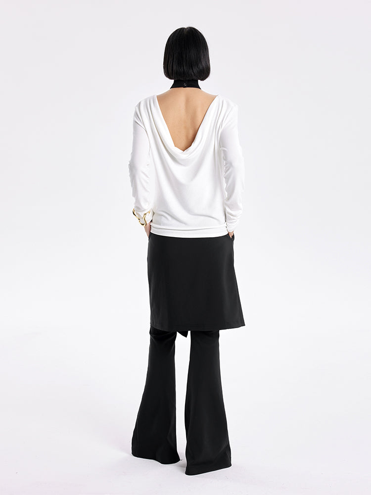 TINY IN Swing Neck Smock Irregular Knit Top - ROX