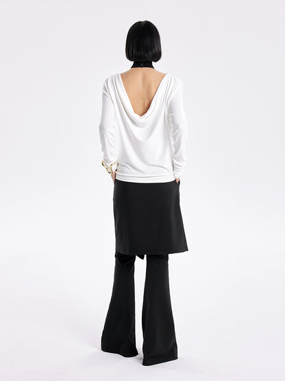 TINY IN Smock Swing Neck Knit T-Shirt Worn Front and Back-ROX.