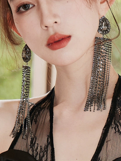 DOLLY Elegant Rhinestone Diamond Tassel Chic Earrings-ABIGAIL