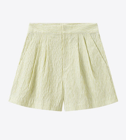 COMME MOI L summer women's yellow striped shorts - SALOME.