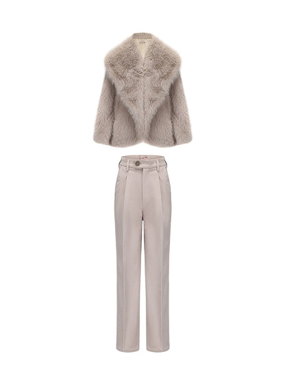 Le Palais Vintage  fur coat woolen trousers-DIOR