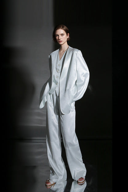PIAOIN light luxury satin glossy heavy acetate suit pants  -HARPER