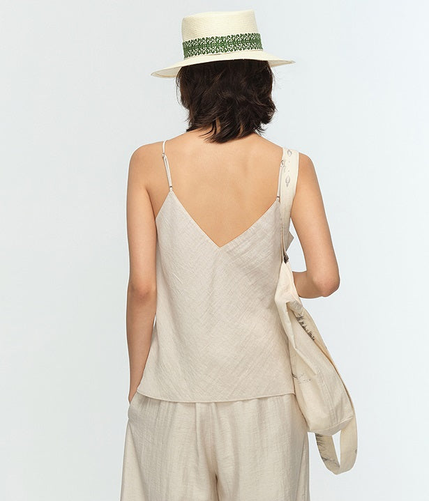 COMME MOI Summer Fashion Beaded V-Neck Suspender Layer - CHLOE.