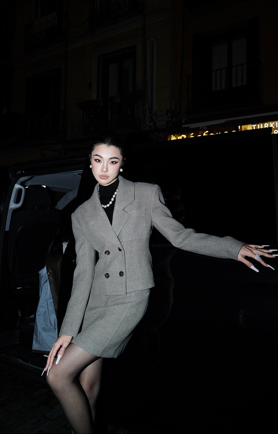 MEI SANGUAN Slim Double-Breasted Skirt Suit Set - GAVIN