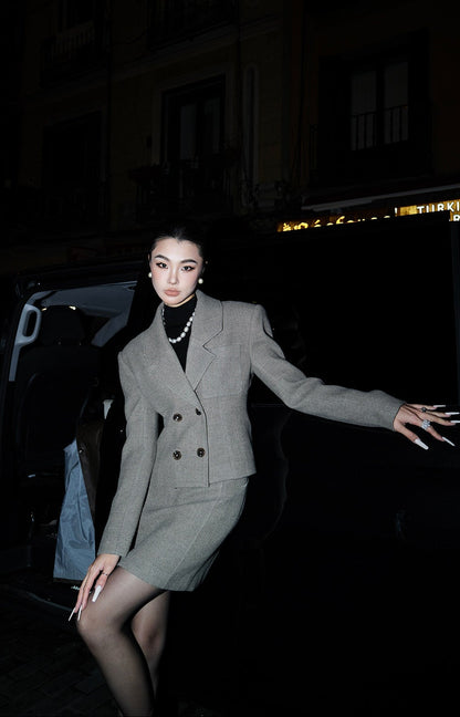 MEI SANGUAN Slim Double-Breasted Skirt Suit Set - GAVIN