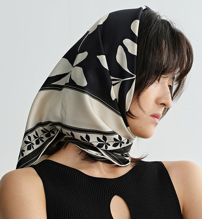 COMME MOI  summer women's double-sided printed silk scarf - NINA.