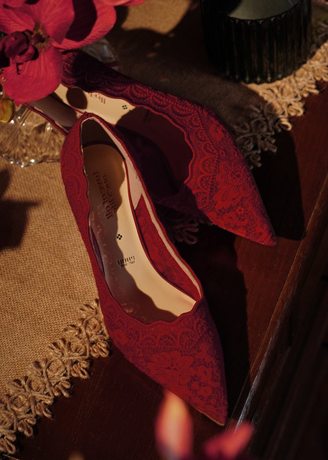 Pjjuu Red Chinese Style Xiuhe Wedding Shoes - GABRIEL