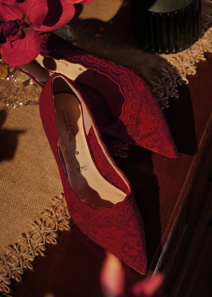 Pjjuu Red Chinese Style Xiuhe Wedding Shoes - GABRIEL