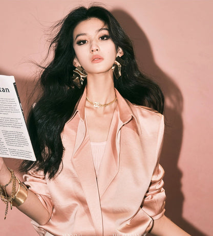 ANNASPEAK  lapel pink shirt-FLIN.