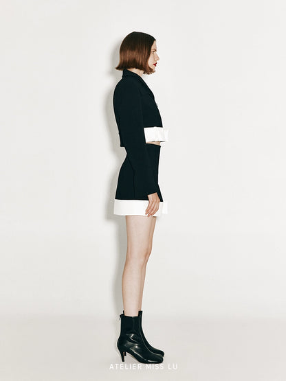 ATELIER MISS LU hem ribbon design contrast mini-A-line skirt - STEPHANIE.