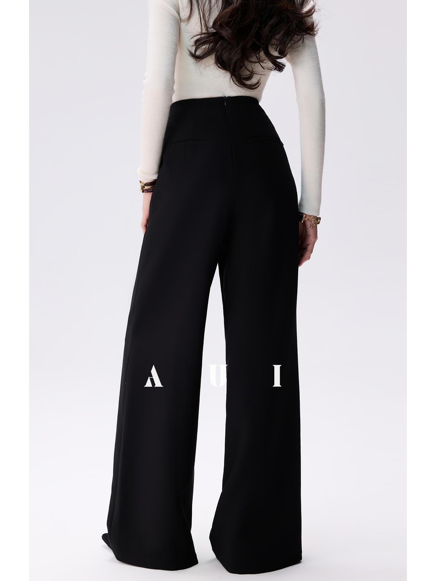 AUI Black Professional  Suit High-Waisted Slim Straight Leg Pants - Jun
