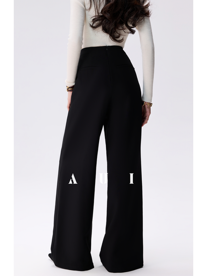 AUI Black Professional  Suit High-Waisted Slim Straight Leg Pants - Jun