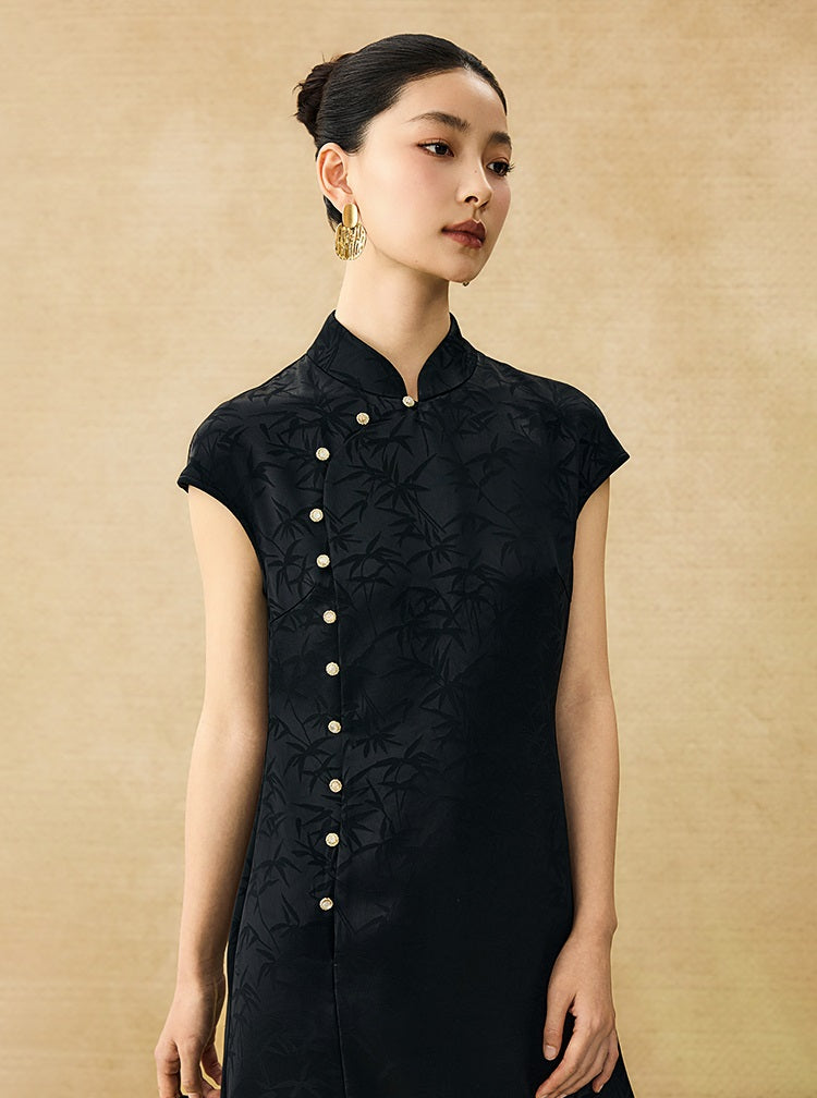 HECO Chinese Modified Diagonal Stand-up Collar Cheongsam ress- OWEN.