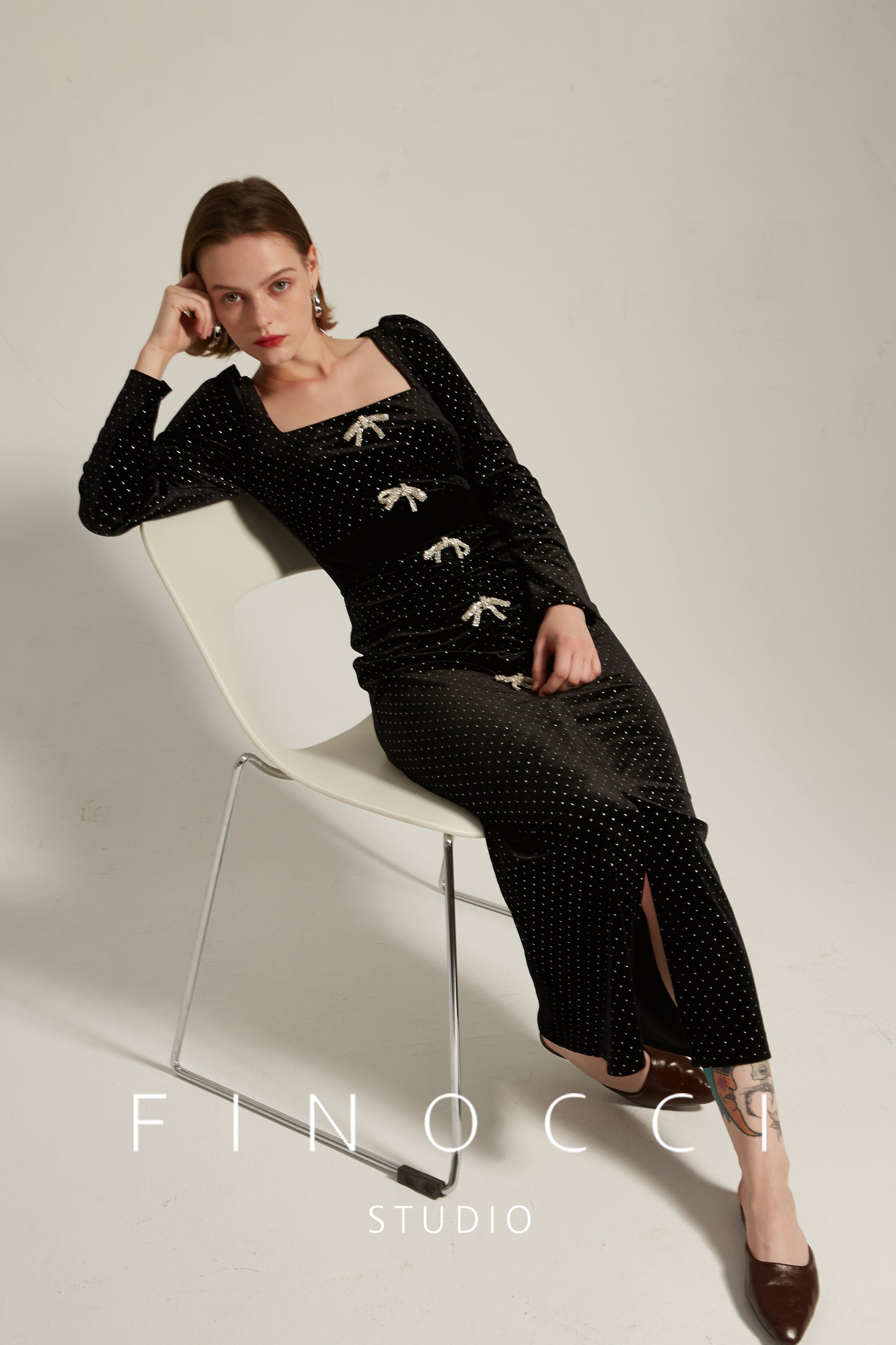 Vintage elegant square neck high-end black velvet dress - Builo GOOD GIRL REBEL Vintage elegant square neck high-end black velvet dress - Builo GOOD GIRL REBEL