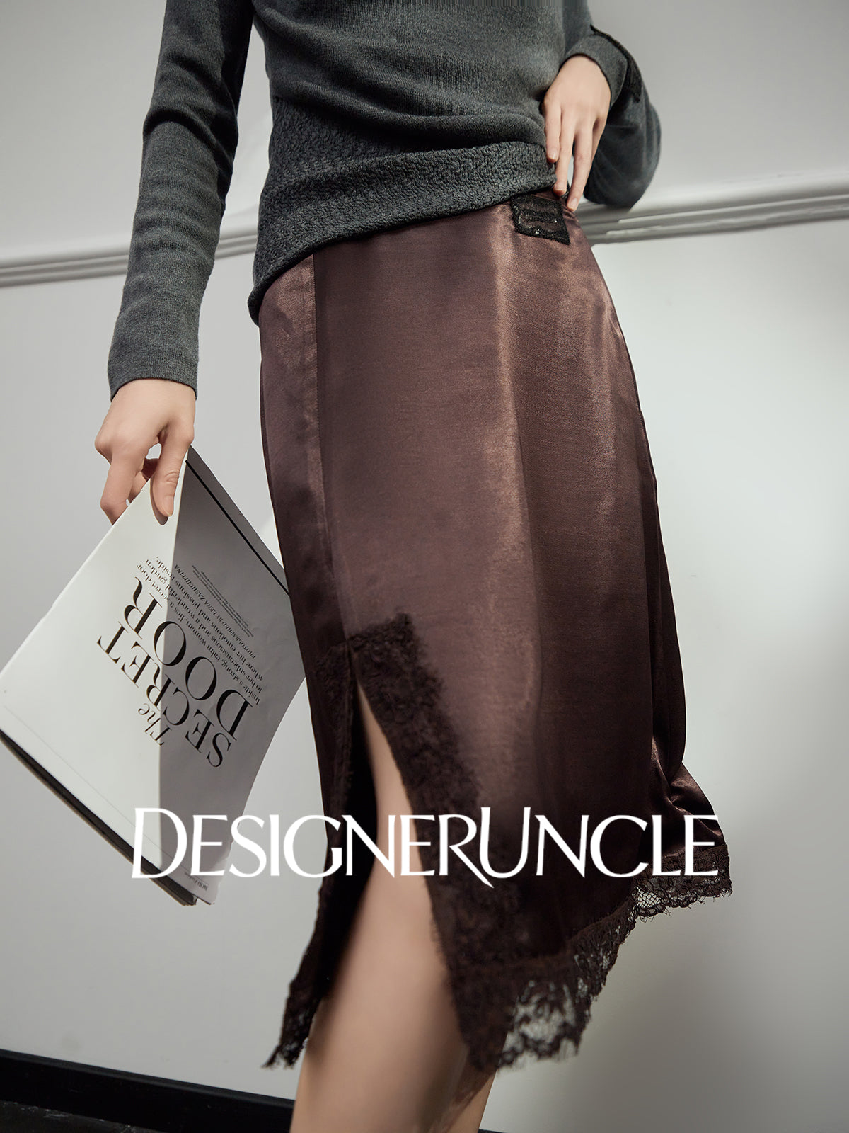 DGU "Yaxu" acetate satin autumn high-end commuting versatile slimming skirt - George.