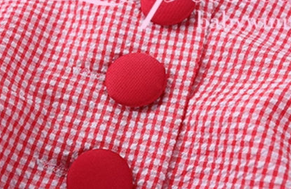 Le Palais  Red Small Padded Sleeve Short Top High Waist Shorts-GAM.