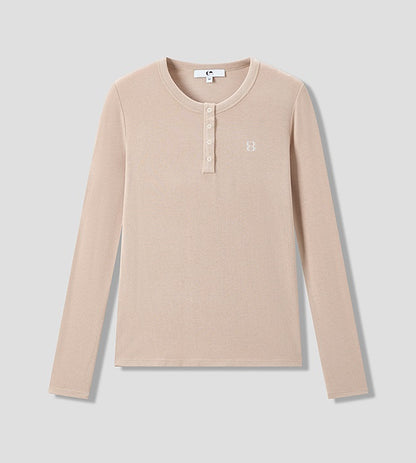 COMME MOI Lu Yan designer new women's Henry collar base shirt slim T-shirt - BLESSED.