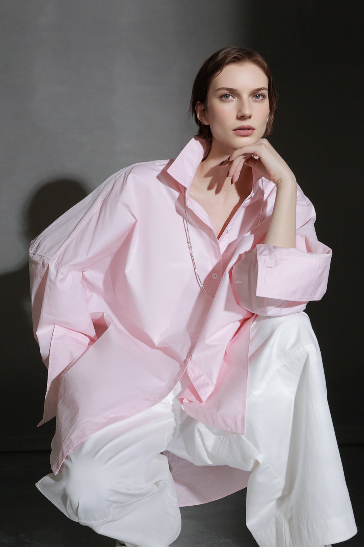 PIAOIN minimalist silhouette commuter shirt oversize versatile loose luxury -COX.