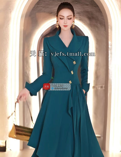 VJE double-collar long sleeved  trench coat maxi dress - JUN.