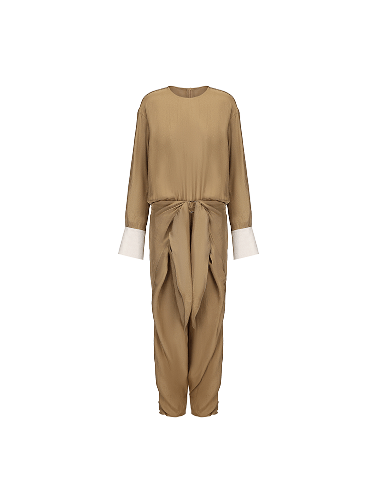 ATELIER MISS LU  Ring-panel Flutter-piece Acetate Jumpsuit - MAGNET