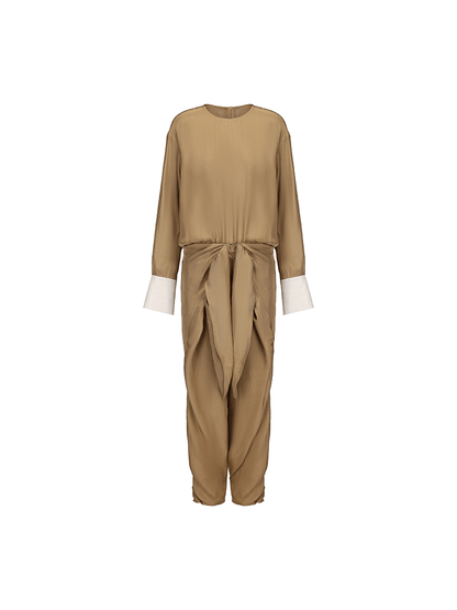 ATELIER MISS LU  Ring-panel Flutter-piece Acetate Jumpsuit - MAGNET