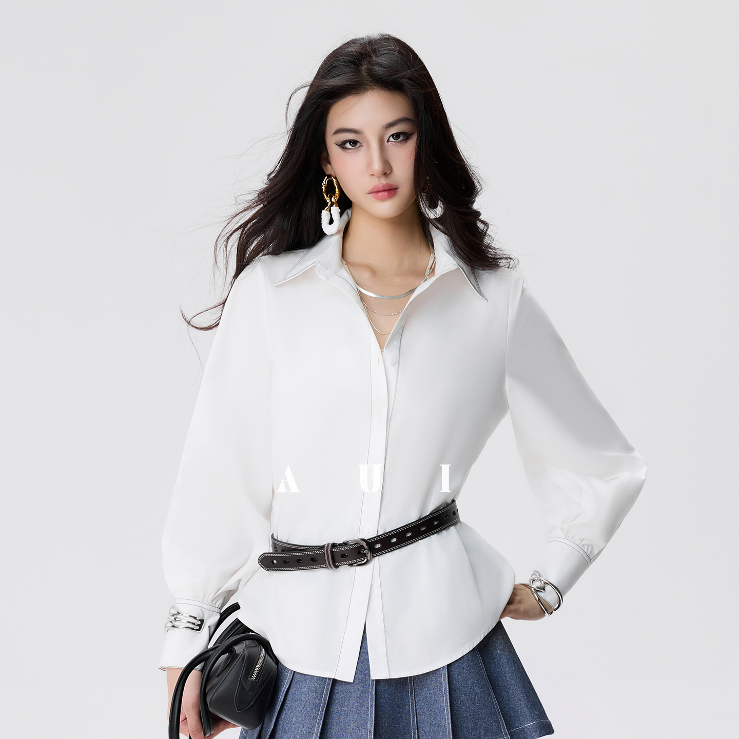 AUI  Lapel Jacket Short Jacket Pleated Skirt Two-Piece Set -  Ha-Jun
