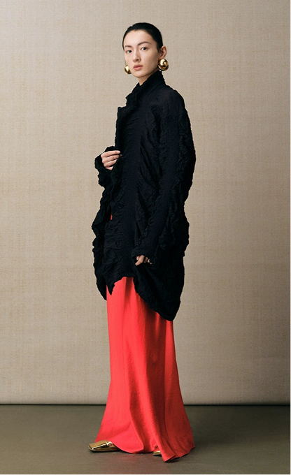 ZHUCHONGYUN light wrinkle buttoned black jacket-ROU.