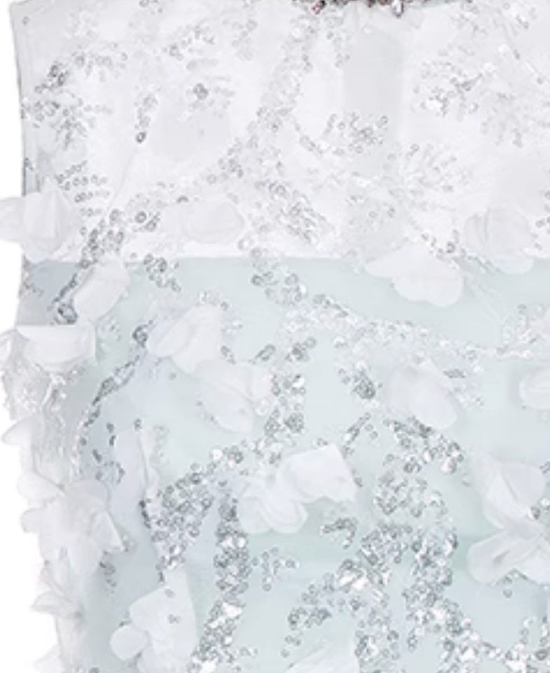 Wardrobes by Chen Elegant Blue Sleeveless Flower Feather Dress - Moji